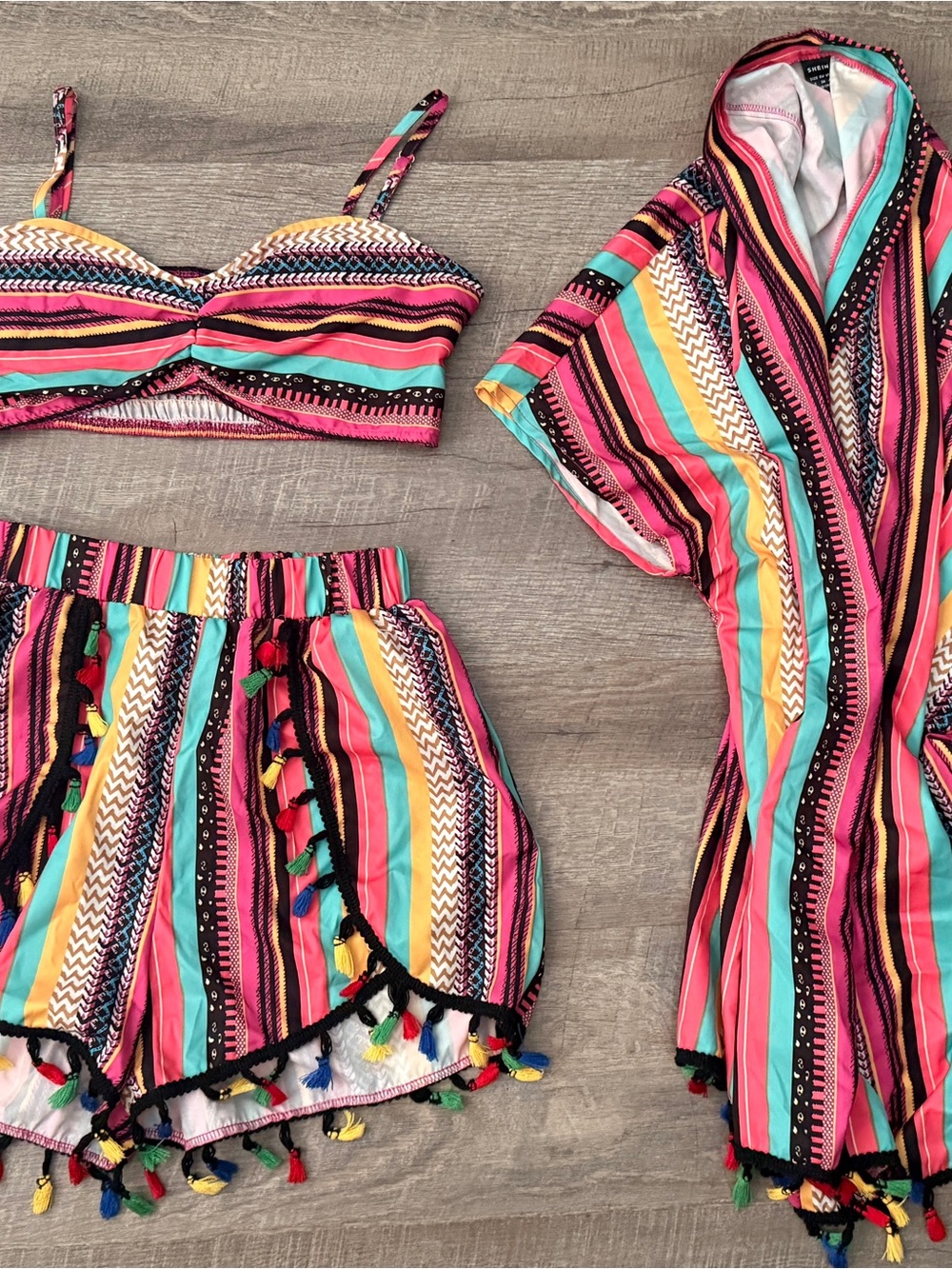Women’s Striped Multicolor 3 Piece Vacation Set - Picture 5 of 9